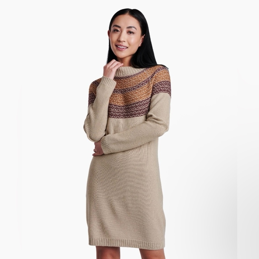 Kuhl Lucia Stone Fair Isle Sweater Dress Size XL
